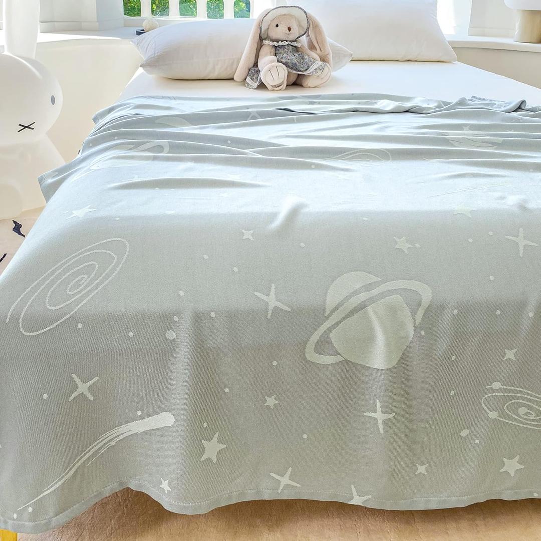 AmyHomie Cooling Blanket for Kids, Soft Comfy Summer Throw for Hot Sleepers, Kids Blanket for Boys & Girls (50x60in, Grey Space)