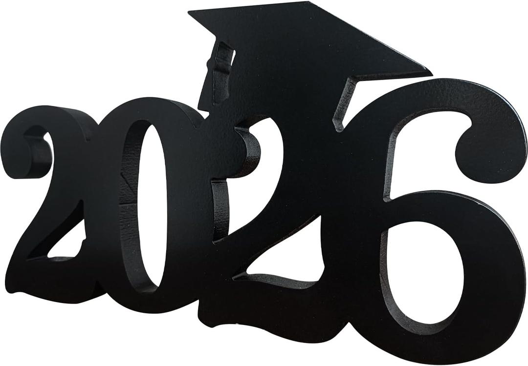 Graduation Decorations 2026 Wooden Table Decor,13x7inch Double Sided Hollowed-out Class of 2026 Black Graduation Centerpieces for Tables,Congrats Grad Party Decorations Indoor Outdoor