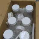 Liter Glass Milk Bottles w 100% Airtight Heavy Duty Screw Lid & 2 Dispenser- 6 Pack 32 Oz Drinking Jars - Food Grade Glass Bottles for Milk, Honey, Jam - Dishwasher Safe(Extra 2 Lids and Stickers)