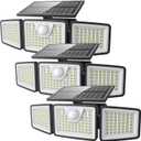 daphino 2500LM Solar Lights Outdoor with Motion Sensor,3 Head 270° Wide Angle Street Area Lights,IP65 Waterproof Security Lighting with 3 Modes(Remote,3 Pcs)
