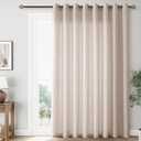 Oatmeal Extra Wide 100 Inch Linen Curtains for Living Room Divider Light Filtering Semi Sheer Patio Drapes for Sliding Door Coastal Decor Sunroom Floor to Ceiling Window Curtain Panels 100x84