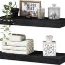 QEEIG Black Bathroom Floating Shelves for Wall Shelf Over Toilet Wall Mounted Farmhouse Small 16 inch Set of 2 (008-40B) (15.7", C. Black)