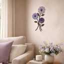 Xuhal Metal Flower Wall Art, 15.75 Inch Vintage Daisy Wall Decor, Not 3D, Flat Rustic Metal Floral Hanging Farmhouse Spring Leaf Sculpture for Living Room Bedroom Indoor Outdoor(Purple)
