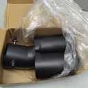 Exhaust Tip, Double-tube Reduce Noise Stainless Steel Bending Exhaust with Bolt, 2.5" Rust-proof Anti-collision Muffler Tip, Universal Pipe Modification Accessory (Black)