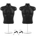 Geetery 2 Pack Male Mannequin Torso Half Body Mannequin with Stand and Hanging Hook Stackable Dress Form Hollow Back for Tshirt Display, Countertop, Craft Shows, Photos and Design, Small-Medium Size
