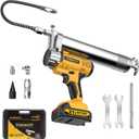 Electric Grease Gun for De/Walt 20V Max Battery (NO Battery) Kit with Bright LED Light,12Flexible Hose and 6'' Rigid Pipe,Carrying Case,10000 PSI High Pressure Cordless Grease Gun (Only Tool)