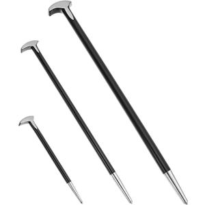 QWORK 3PCS Heavy Duty Rolling Head Pry Bar Set Indexing Pry Bars for Automotive Machinery Alignment & Prying, 6", 12", & 16" Carbon Steel Pry Tools