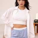 Boxer Shorts for Women Summer Lightweight Pajama Sleep Shorts Y2k Cute Micro Mini Pj Bottoms  (Blue, M)