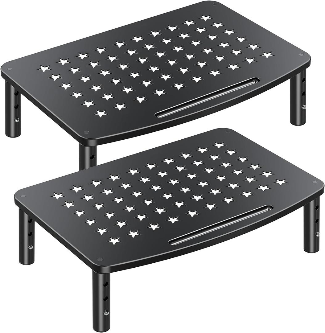 Zimilar 2 Pack Monitor Stands, 3 Height Adjustable Riser for Laptop, Printer, iMac, PC, Premium Metal Stand for 2 Monitors Black