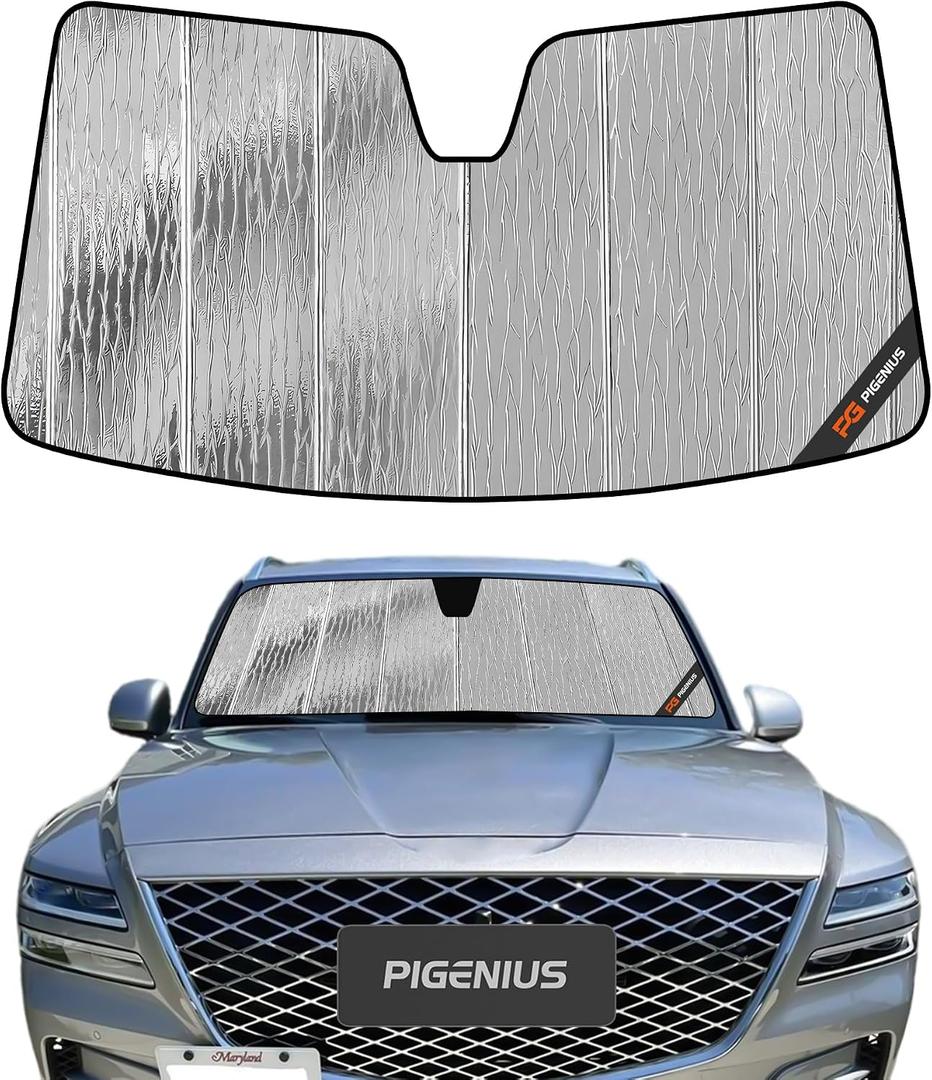 Pigenius Windshield Sun Shade for Genesis GV80 SUV 2021-2026 Front Window Sunshade - AstraGuard