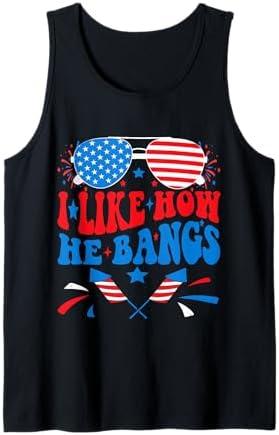 I Like How He Bangs Fireworks Funny 4th of July Couples Tank Top XXL