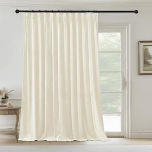 StangH Extra Wide Pinch Pleated Velvet Curtains, Ivory White Light Dimming Bedroom Curtains & Drapes 96 inch Length Thermal Insulated Elegant Home Decor for Nursery Wedding, W72 x L96, 1 Panel