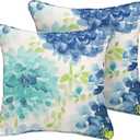 Sorra Home Richloom Outdoor/Indoor Corded Pillow Set of Two, 16in x 16in x 6in, Blue 1 Count