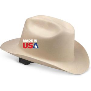 Jackson Safety Cowboy Hard Hat - Non-Vented, Full Brim, 4-Point Ratchet Suspension Safety Helmet for Men & Women - ANSI Z89.1 Class E & OSHA Compliant - Made in USA (Tan)