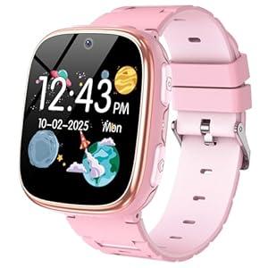 Kids Smart Watch Girls Boys - Smart Watch for Kids Game Watch Gifts for 4-12 Years Old with 26 Games Camera Alarm Video Music Player Pedometer Flashlight Birthday Gift for Boys Girls (6 Pink)