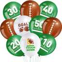 Censen 45 Pieces Football Balloons 12 Inch Sport Latex Balloons Football Party Balloon Touch Down White Green Brown Balloon for Game Sports Birthday Party Themed Decorations
