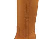 Brown Chunky Block Heel Knee High Boots for Women Pull on Round Toe Mid Calf Boots Riding Fall Tall Boots (8, Tan)