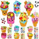 Geyoga 24 Packs Ice Cream Craft Kits for Kids Summer DIY Sweets Sticker Art Craft Set Make Your Own Ice Cream Craft DIY Summer Dessert Ornament Kit for Kids Summer Party Classroom Favors Activities