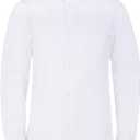 Calvin Klein Boys' Long Sleeve Slim Fit Dress Shirt, Button-Down Style with Cuffs & Shirttail Hem (10, White)