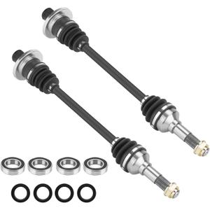 Rear CV Axle & Wheel Bearing Kit for Yamaha Rhino 450 2006-2009, Rhino 660 2006-2007, Rhino 700 2008-2013; Left + Right Greased 4340 Chromoly Steel CV Axle Shaft with Bearing Set Assembly