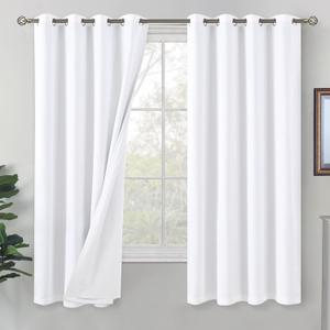 BGment White Blackout Curtains for Bedroom 63 Inch Length 2 Panels Set, Thermal Insulated Bedroom Curtains Soundproof Room Darkening Window Curtain Drapes, Each Grommet Curtains 52 Inch Wide