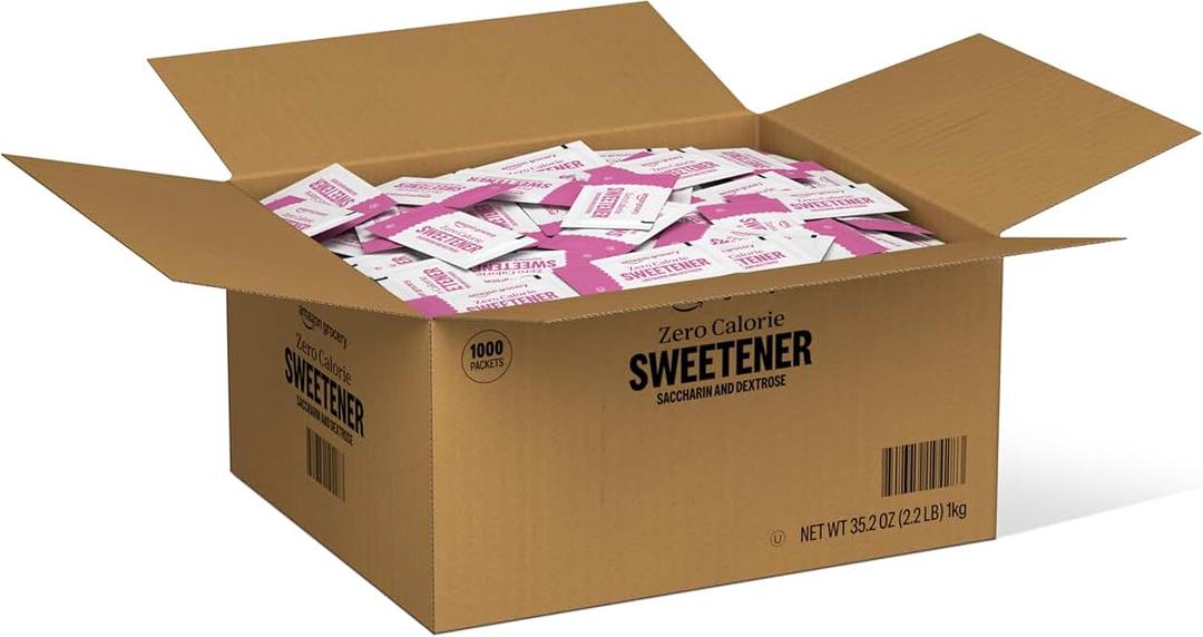 Amazon Brand - Happy Belly Zero Calorie Pink Saccharin Sweetener, 1000 Count (Previously Sugarly Sweet)