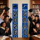 3 x Blue Graduation Decorations 2026, Congrats Grad Banner for Class of 2026 Graduation Party Decorations