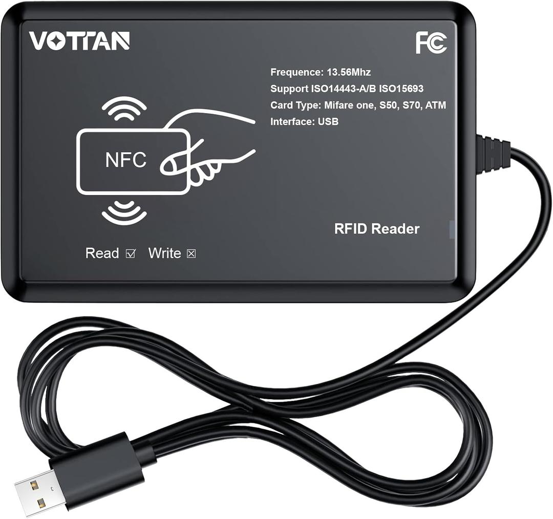 RFID Card Reader 13.56Mhz Reader Support ISO14443-A/B Protocol, IC Card Protocol Contactless Card IC Reader USB Port Compatible with Windows XP/7/8/10/11 (USB Port)
