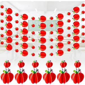 6 Pieces 3D Pencil Apple Banner for Back to School Decorations Pre-Strung First Day of School Hanging Garland Banner for Classroom Teacher Welcome Party Photo Props(Red,Apple)