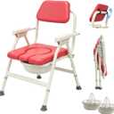 Foldable Bedside Commode,304 Steel Portable Toilet for Adults