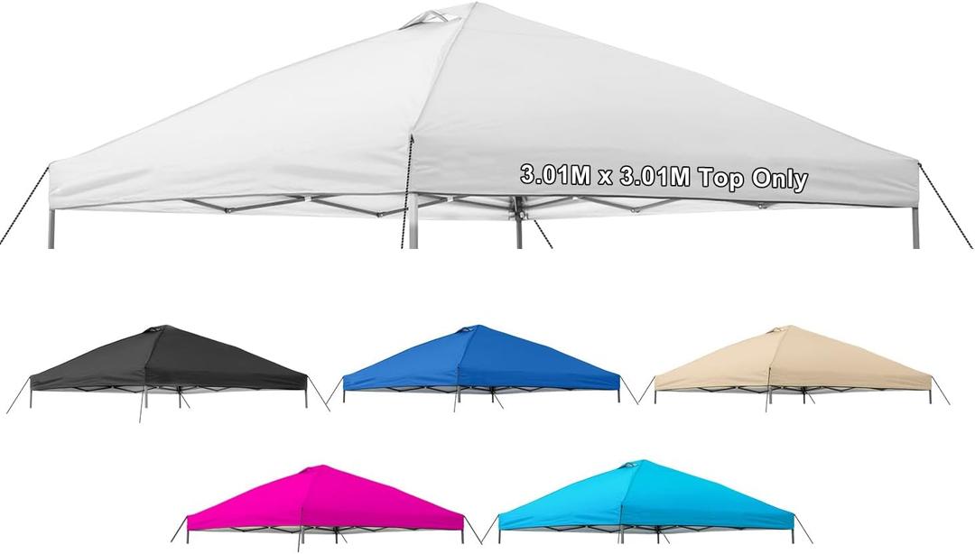 10x10 Canopy Replacement Top Cover, Pop Up Canopy Tent Top with Air Vent Ropes, Waterproof Sunshade Silver Coated Oxford Cloth for Outdoor Garden Patio Picnic Camping(Top Only,301 * 301cm)