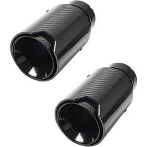 2-Piece Set Carbon Fiber Exhaust Tips for BMW 3 Series 4 Series, Universal Tailpipe 3" Inlet to 4"Outlet (Black)