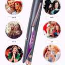 LANDOT Hair Straightener and Curler 2-in-1: Twist Flat Curling Iron for Smooth Straight & Bouncy Curls, Anti-Frizz, Dual Voltage, 12 Temps 250-450F for All Hair Types, 1 Inch, Metallic Gray