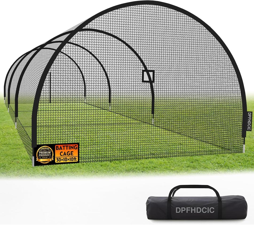Baseball Batting Cages for Backyard 30ft x 10ft x 10ft Baseball & Softball Cage Net with Zipper Door 4-Ply Reinforced Netting Portable Batting Cage for Backyard & Outdoor Lawn Training