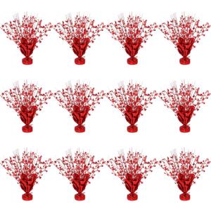 12 Pack Metallic Foil Spary Centerpieces for Tables, Red Centerpieces for Tables Decorations, Star Brust Table Centerpieces for Birthday Graduation Wedding Baby Shower Party