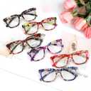 6 Pack Fashion Reading Glasses for Women Men Blue Light Blocking Oversized Square Readers with Spring Hinge, +2.75