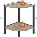 Corner Shelf Stand, 2 Tier Industrial Corner Bookshelf, Multipurpose Standing Corner Display Shelf Countertop Organizer for Living Room Kitchen Bedroom Office, Greige