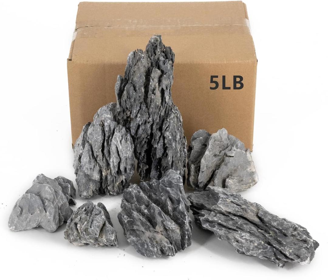 Seiryu Stones Natural Slate Stone Rocks 2 to 6 inch Aquariums Stone for Aquascaping, Aquariums, Terrariums, Vivariums Decorative Stone,Reptile Enclosures,Paludariums,and Gardens5Lb (5Lb (2-6 inch))