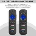 (Pack of 2) Replacement for Roku TV Remote Control, Compatible with TCL Roku/Hisense Roku/Onn Roku/Roku Built-in Smart TVs. (Not Compatible with Roku Sticks or Box)