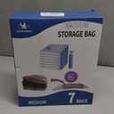 7 Pack Medium Space Saver Vacuum Storage Bags for Clothing Travel, Vacuum Seal Compression Bags for Clothes, Packing, Luggage, Blankets, Comforters and Pillows, Hand Pump Included