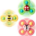 3PCS Suction Cup Spinner Toys for 1 2 Year Old Boys Spinning Toys Baby Toys 12-18 Months Sensory Toys for Toddlers 1-3 Easter Basket Stuffers Gifts for 1 Year Old Girls
