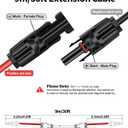 30FT 9M Orange One-Piece Solar Panel Extension Cable, 12AWG 4mm Solar PV Wire with IP68 Female & Male Waterproof Connectors, Flame Retardant Protective Sleeving for Home, RV, Solar Energy Systems