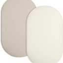 Bassinet Sheet for Baby Boy and Girl 2 Pack, Fitted Sheets for Rectangle, Oval, Hourglass Bassinet Mattress, Muslin Moses Basket Sheets with Neutral Style (Beige & Cream)