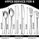 49-Piece Stainless Steel Silverware Set with Cutlery Organizer, Service for 8 with Steak Knives and Kitchen Utensils