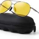 mxnx Aviator Sunglasses for Men Polarized Women UV Protection Lightweight Driving Fishing Sports Unisex glasses MX208 (Grey Frame Yellow Lens)