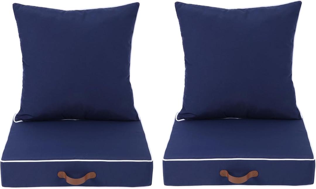Enipate Outdoor Deep Seat Cushion Set of 2, Weather Resistant Patio Furniture Cushions with Zipper and Handle, 24 x 24 x 5 inch Outdoor Wicker Chair Cushions for Patio,Yard,Garden