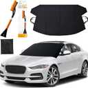 EcoNour Car Windshield Cover for Ice and Snow (69"x42") | Snow Brush and Ice Scrapers for Car (1 Pack) with Scratch Free Bristle Head | Winter Car Kit for Cars, Trucks, SUVs