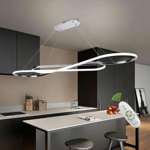 59.06in Led Chandelier Large Modern Led Pendant Light Fixture Dimmable with Remote Controller Electroplated Chrome