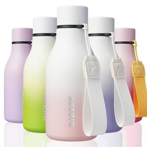 BJPKPK Insulated Water Bottles, 12oz Stainless Steel Metal Water Bottle with Strap, BPA Free Leak Proof Thermos, Mugs, Flasks, Reusable Water Bottle for Sports & Travel, Graceful Pink