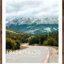 Wood 18x24 Picture Frame with 16x20 Mat Deep Brown, Display 16x20 with Mat or 18x24 Without Mat, Wood 18 by 24 Photo Frame, 18 x 24 Frame for Wall Hanging Display, Deep Brown